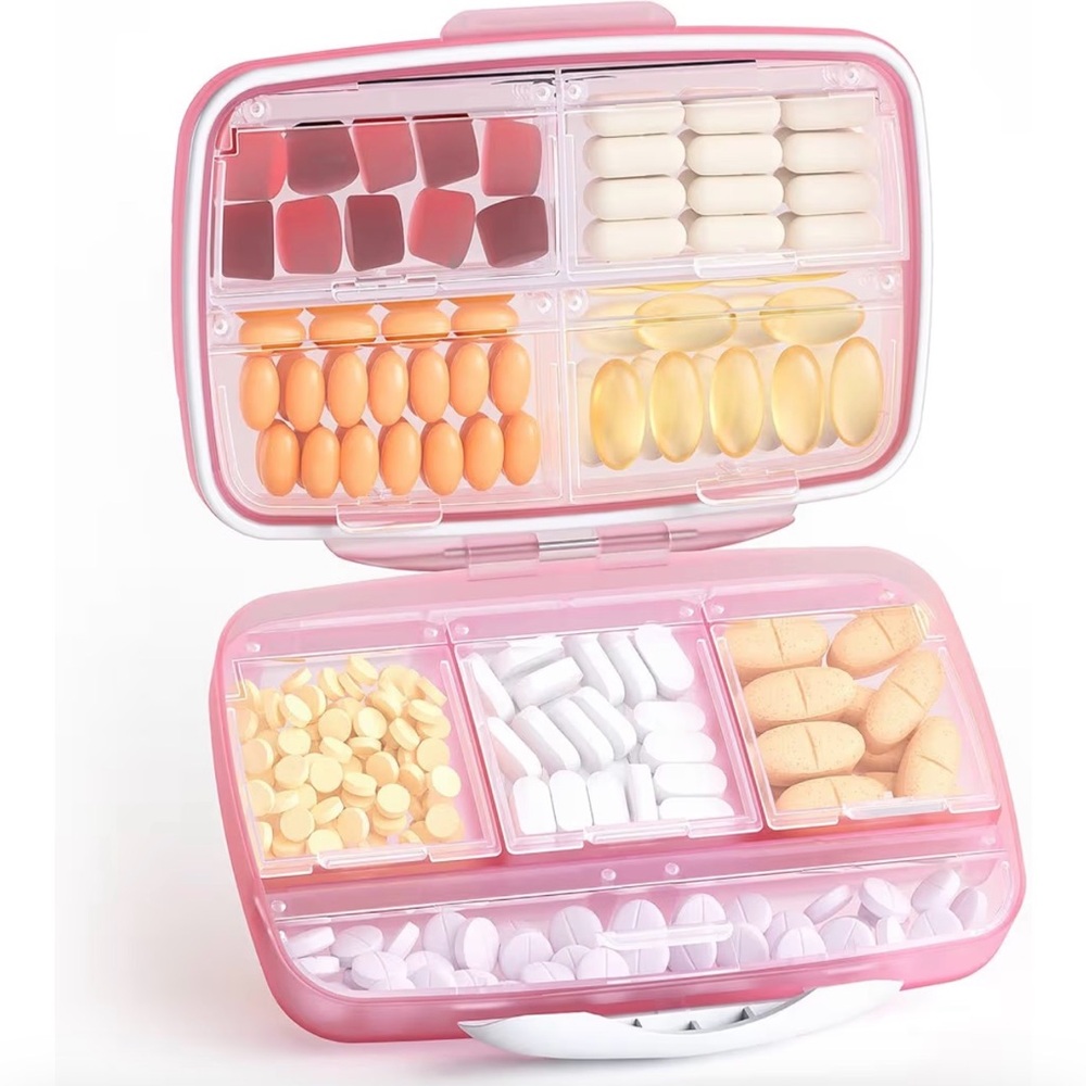 Pink Pill Organizer Case - Daily Medication Storage